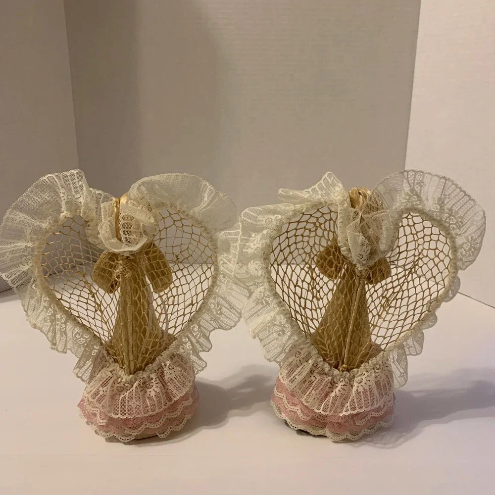 Vintage Corn Silk Angels Dolls Tree Toppers Set‎ of 2